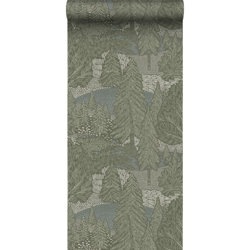 Tapeta zalesiony krajobraz zielonym - 53 cm x 10.05 m - BORASTAPETER