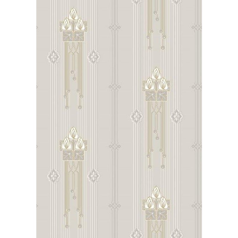 Tapeta vintage kwiaty w stylu secesyjnym beżowymIbiałym - 53 cm x 10.05 m - BORASTAPETER