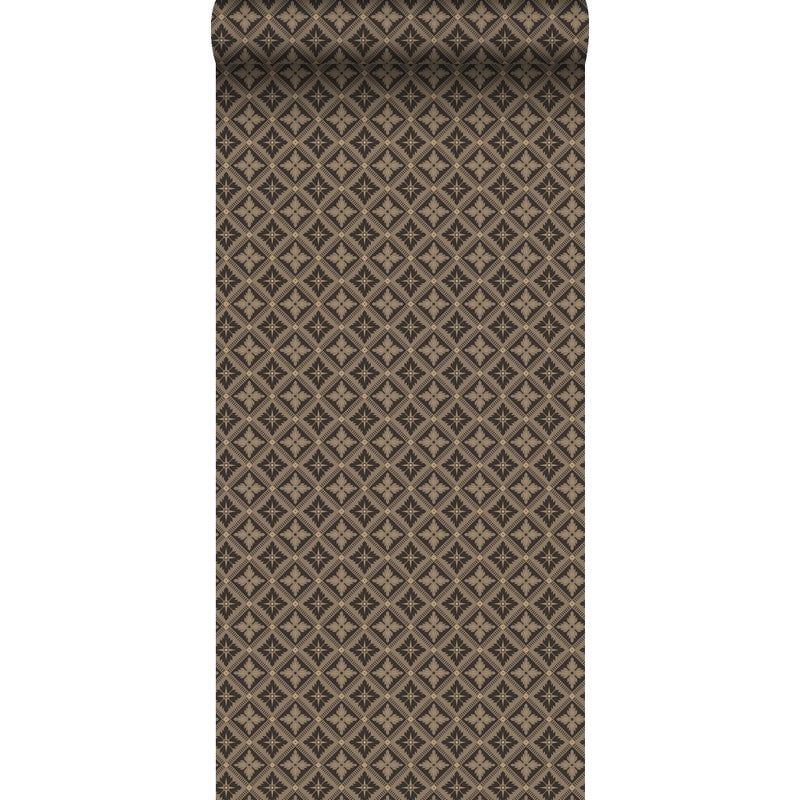 Tapeta motyw płytek ciemny brązIbeżowym - 53 cm x 10.05 m - BORASTAPETER