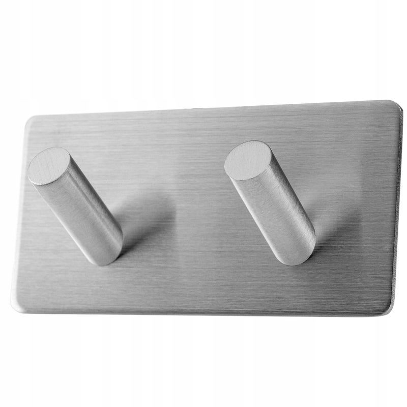 WIESZAK NA RĘCZNIKI ŁAZIENKOWY UCHWYT 2 HACZYKI SAMOPRZYLEPNY SREBRNY MOCNY