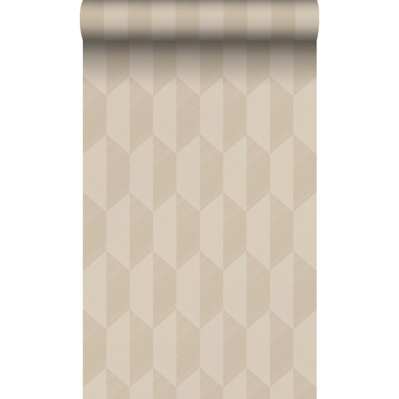 Tapeta flizelinowa z ekoteksturą Motyw 3D beżowym - 50 x 900 cm - ORIGIN