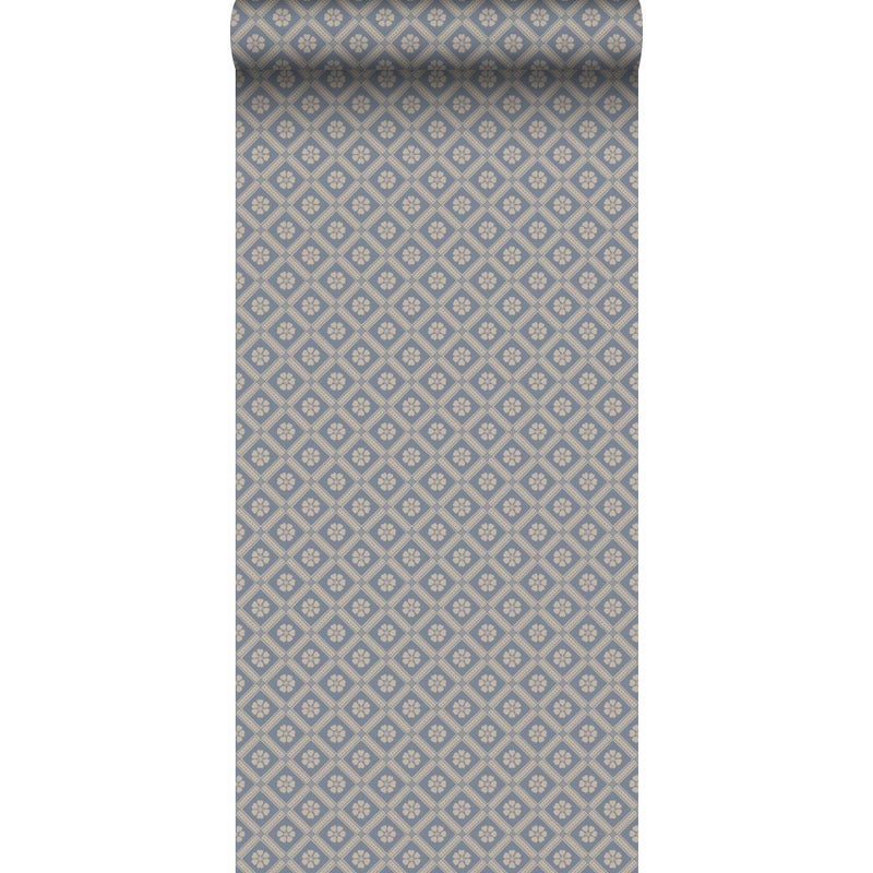 Tapeta motyw płytek szaro-niebieskim - 53 cm x 10.05 m - BORASTAPETER