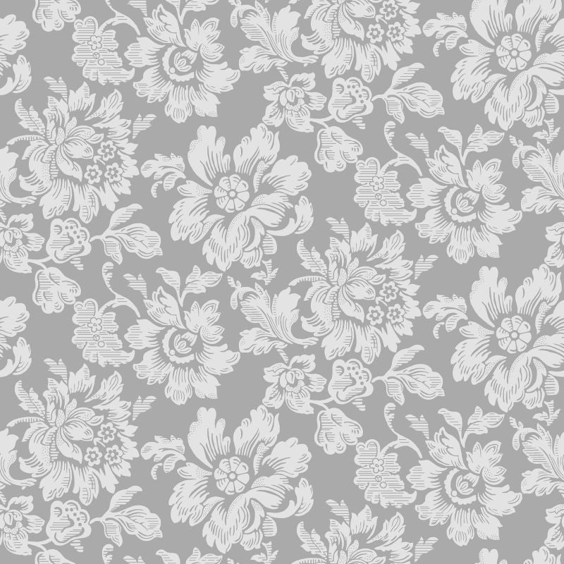 Tapeta kwiaty szarym - 53 cm x 10.05 m - DURO