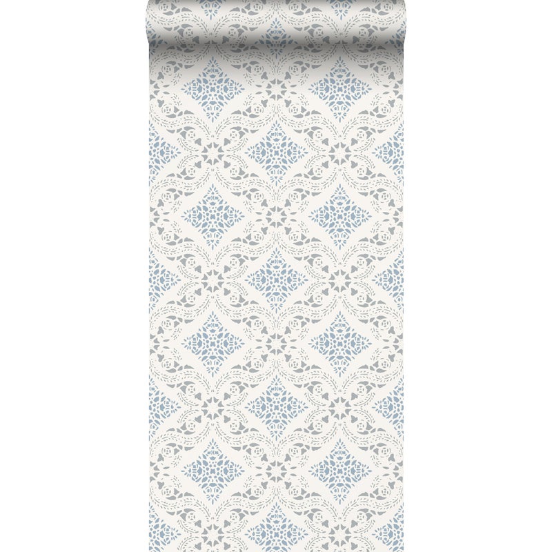 Tapeta motyw płytek szaro-niebieskimIbeżowym - 53 cm x 10.05 m - DURO