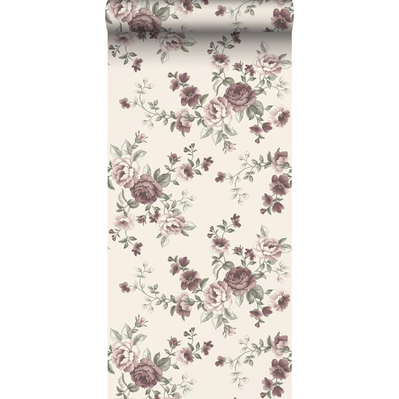 Tapeta kwiaty beżowym - 53 cm x 10.05 m - BORASTAPETER
