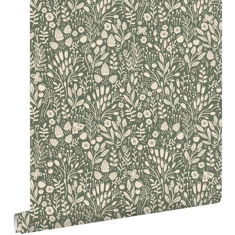 Tapeta kwiaty zielonym - 50 x 900 cm - ESTAHOME