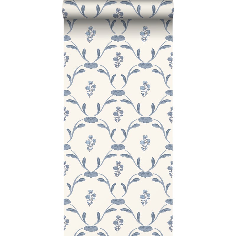 Tapeta kwiaty szaro-niebieskim - 53 cm x 10.05 m - DURO