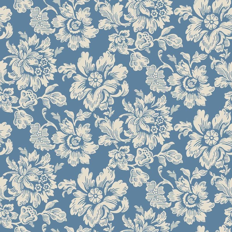 Tapeta kwiaty szaro-niebieskim - 53 cm x 10.05 m - DURO