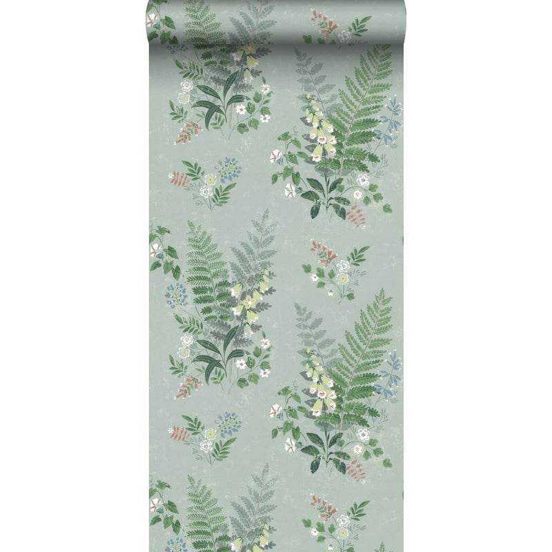 Tapeta kwiaty polne zielonym - 53 cm x 10.05 m - BORASTAPETER