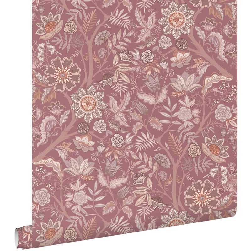 Tapeta zabytkowe kwiaty fioletowego mauve - 50 x 900 cm - ESTAHOME