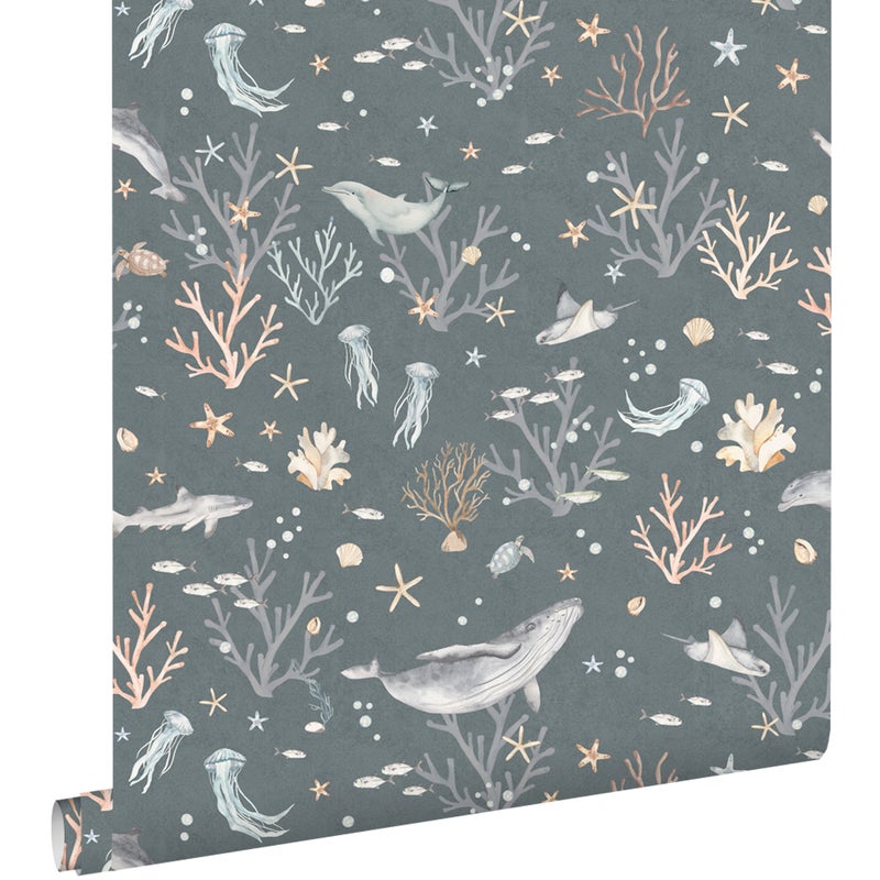Tapeta podwodny świat niebiesko-zielonym - 50 x 900 cm - ESTAHOME