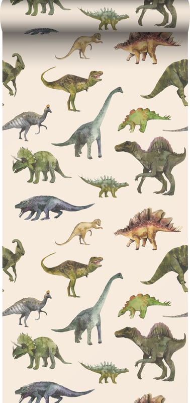 Tapeta dinozaury zielonymIbeżowym - 50 x 900 cm - SANDERS & SANDERS