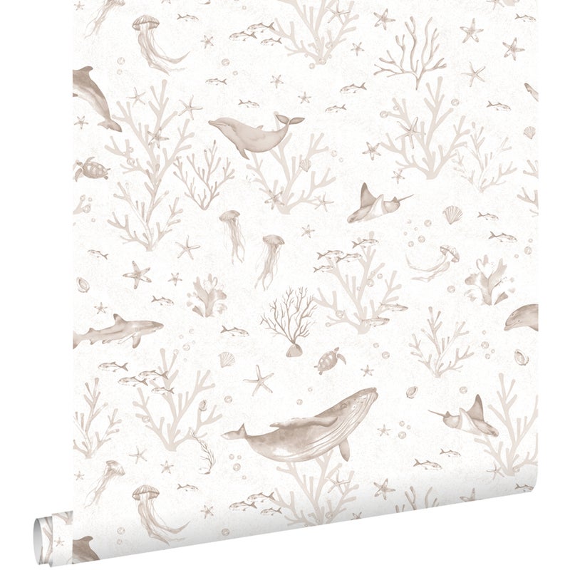 Tapeta podwodny świat ciepły beż - 50 x 900 cm - ESTAHOME