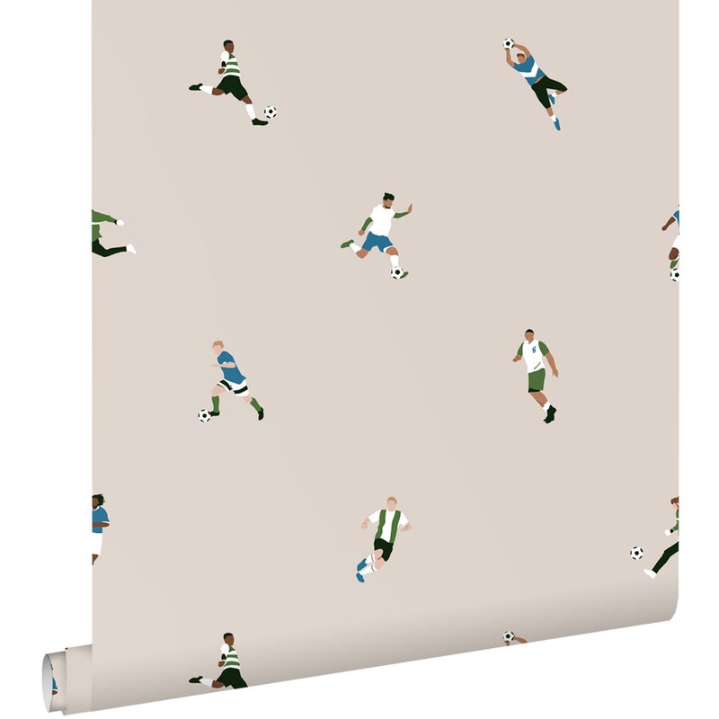 Tapeta piłkarze beżowym - 50 x 900 cm - ESTAHOME