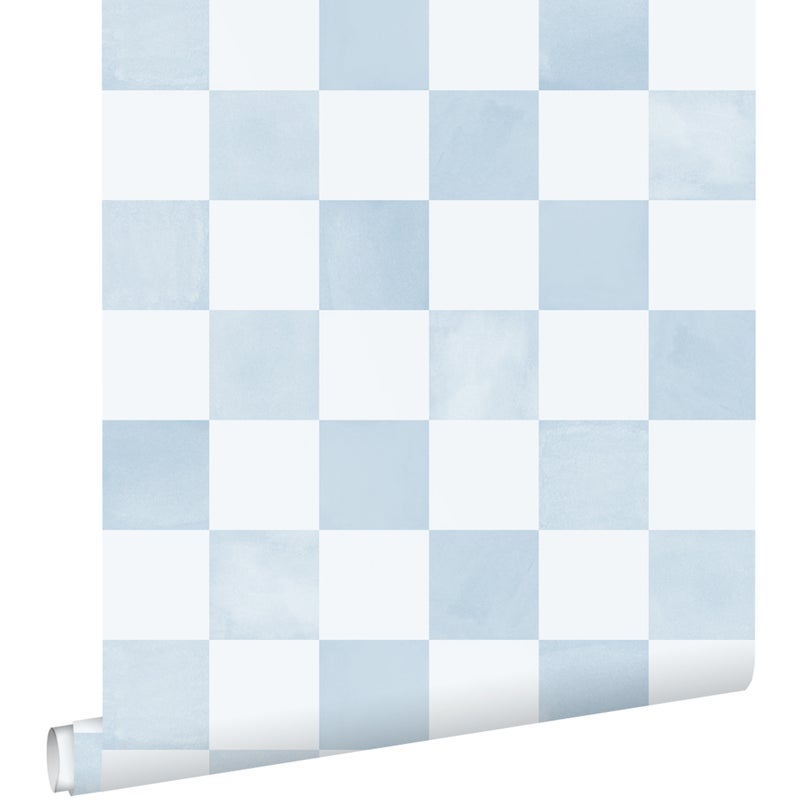 Tapeta motyw kratki niebieskim - 53 cm x 10.05 m - ESTAHOME