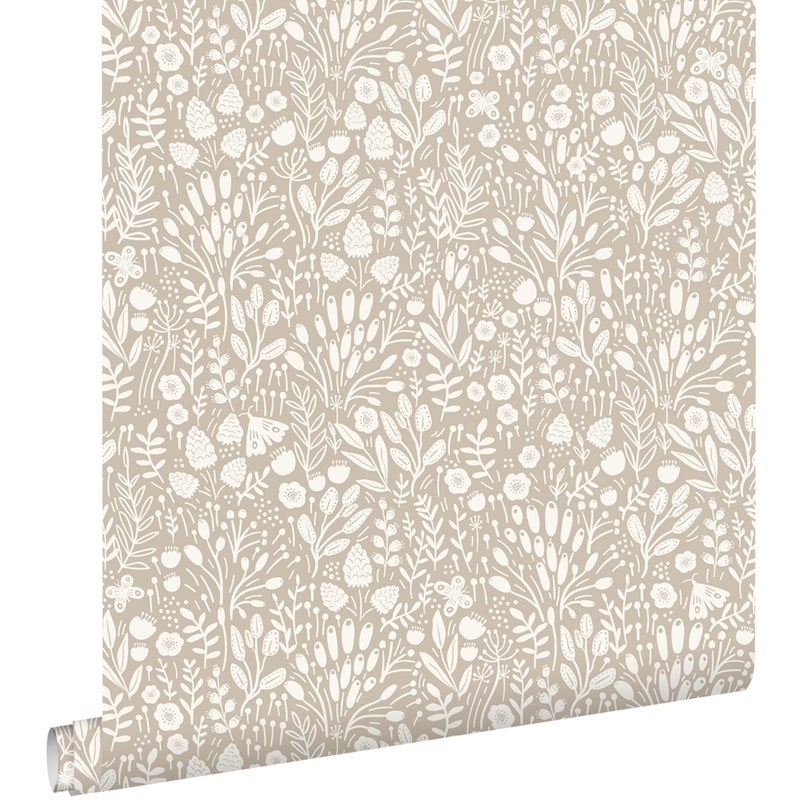 Tapeta kwiaty jasnego beżu - 50 x 900 cm - ESTAHOME