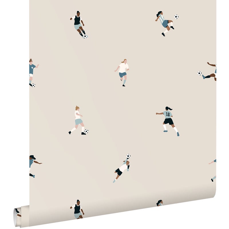Tapeta piłkarki beżowym - 50 x 900 cm - ESTAHOME