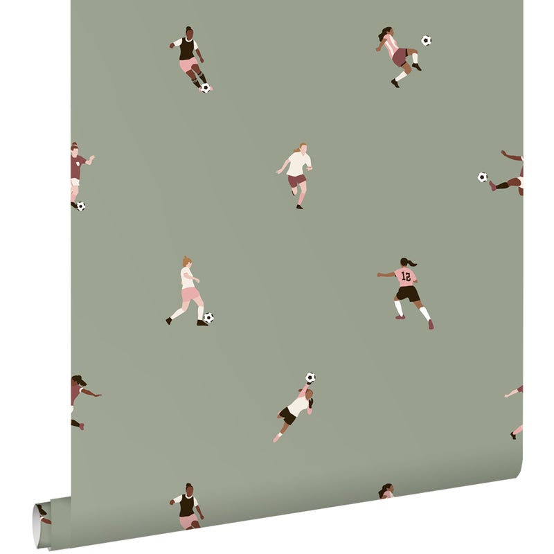 Tapeta piłkarki szaro zielonym - 50 x 900 cm - ESTAHOME