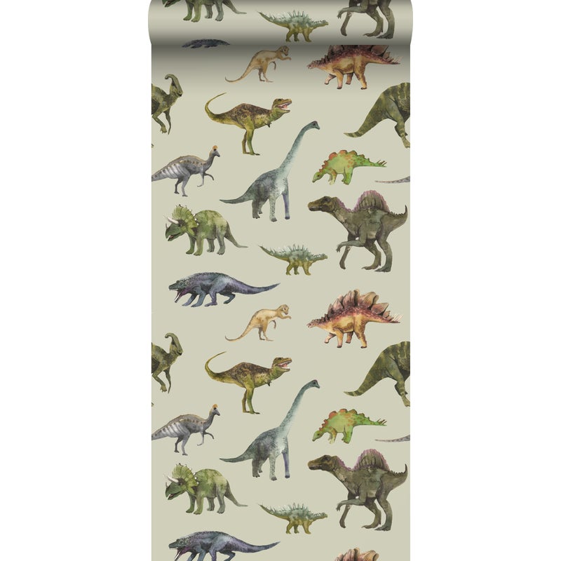 Tapeta dinozaury szaro zielonym - 50 x 900 cm - SANDERS & SANDERS