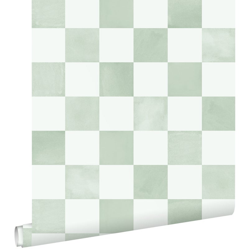 Tapeta motyw kratki zielonym - 53 cm x 10.05 m - ESTAHOME