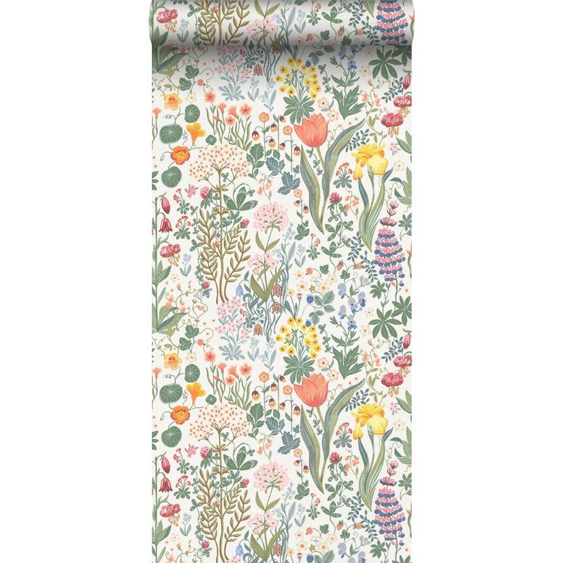 Tapeta kwiaty polne zielonym,czerwonymIżółtym - 49 cm x 10.05 m - BORASTAPETER