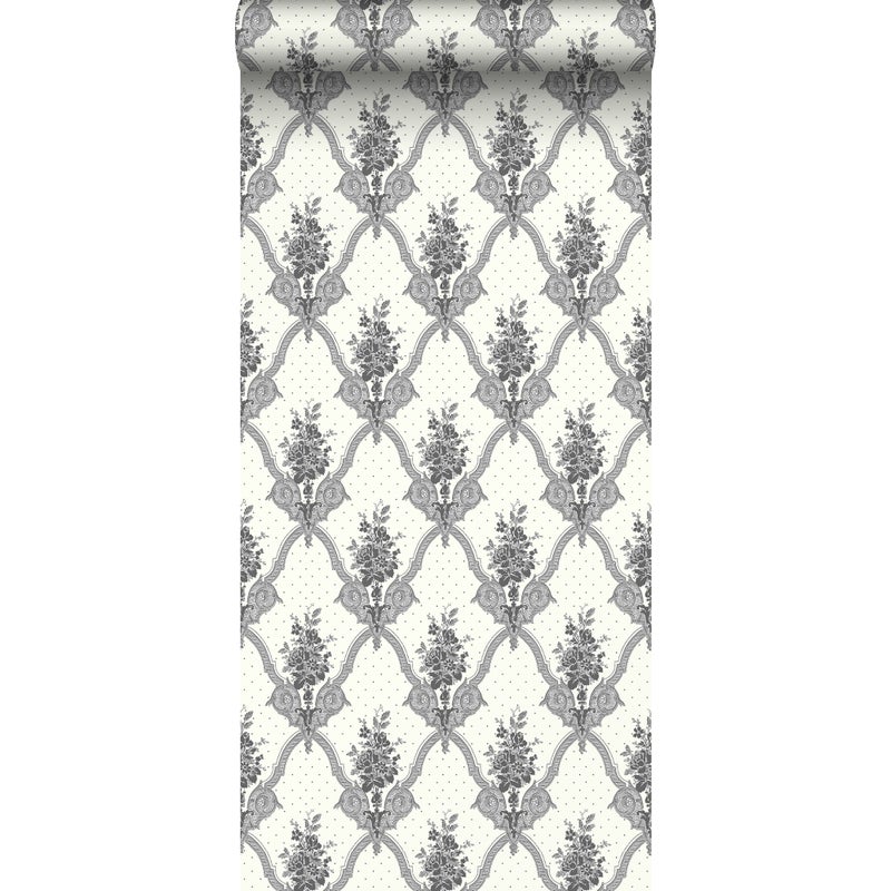 Tapeta kwiaty szarymIbeżowym - 53 cm x 10.05 m - DURO