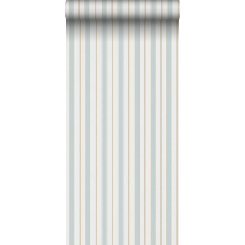 Tapeta paski jasnoniebieskimIbeżowym - 53 cm x 10.05 m - SANDERS & SANDERS