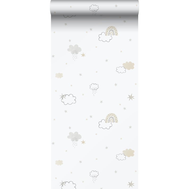 Tapeta chmury szarym,beżowymIbiałym - 53 cm x 10.05 m - SANDERS & SANDERS
