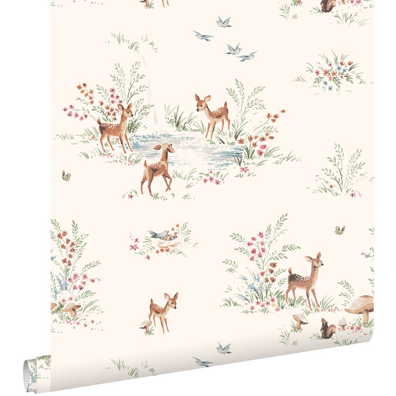 Tapeta jeleń jasny kremowy beż - 50 x 900 cm - ESTAHOME