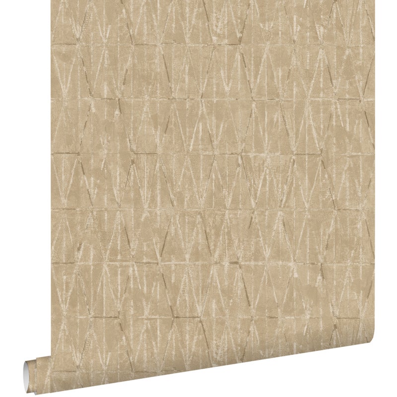 Tapeta linie graficzne ciepły beż - 50 x 900 cm - ESTAHOME