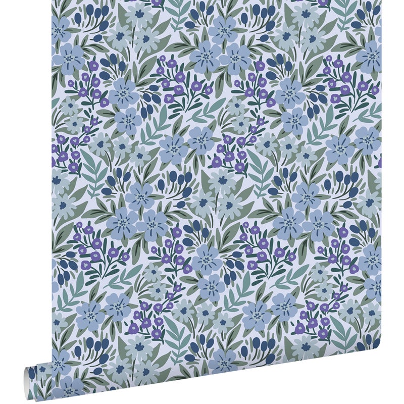 Tapeta kwiaty niebieskim - 50 x 900 cm - ESTAHOME