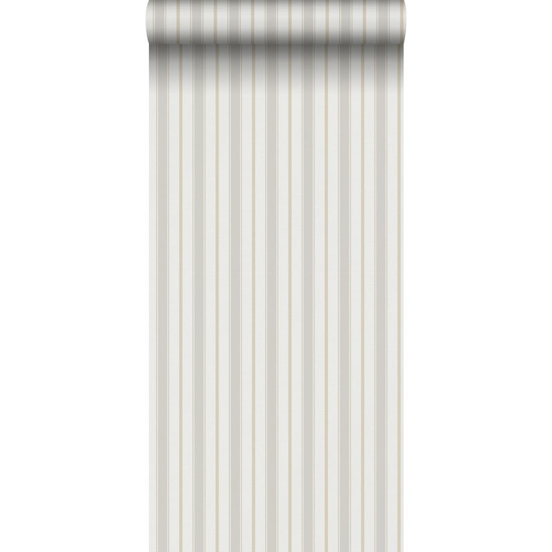 Tapeta paski szarymIbeżowym - 53 cm x 10.05 m - SANDERS & SANDERS