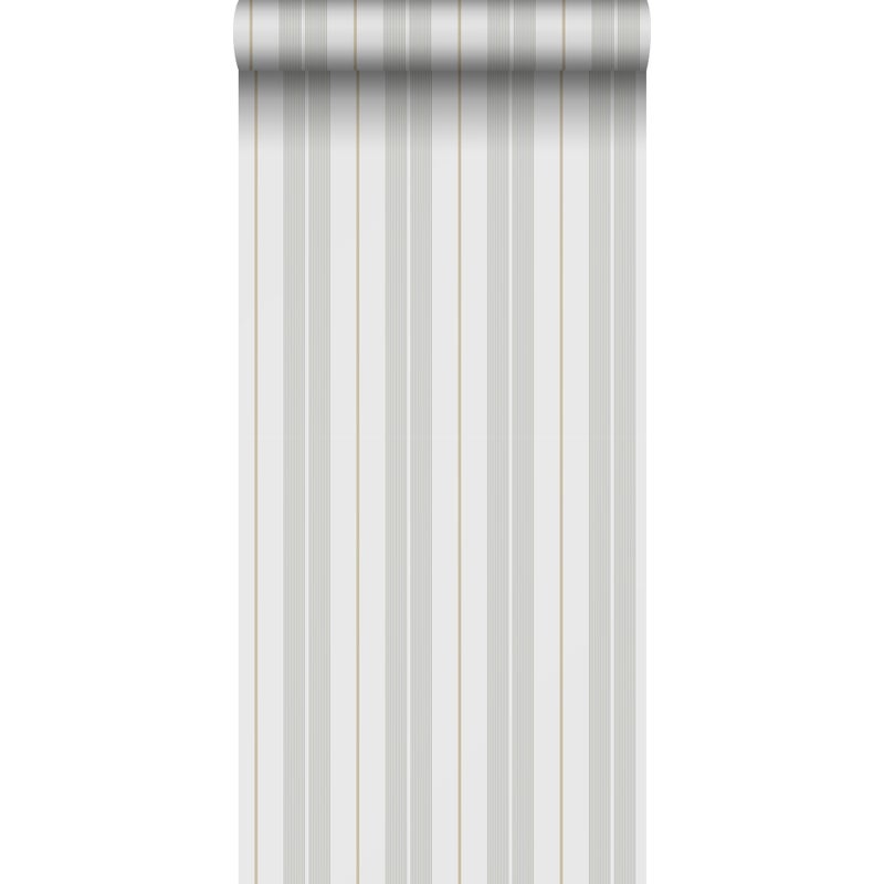 Tapeta paski zielonymIszarym - 53 cm x 10.05 m - SANDERS & SANDERS