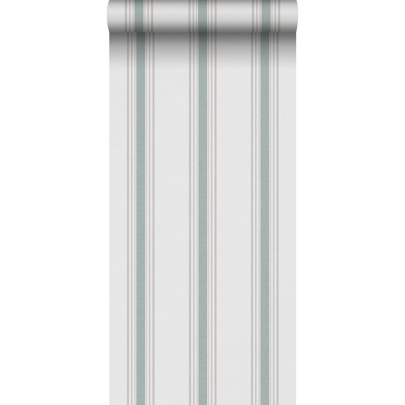 Tapeta paski zielonymIszarym - 53 cm x 10.05 m - SANDERS & SANDERS