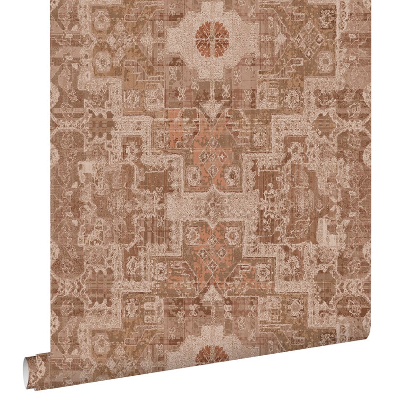 Tapeta orientalny dywan kilim szaro brązowym - 50 x 900 cm - ESTAHOME