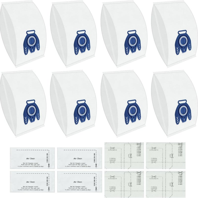 8 worków do odkurzacza Miele GN - Kompatybilne z C3/C2/C1/S400i-S456i/S8 - Filtry AirClean + zabezpieczenie silnika