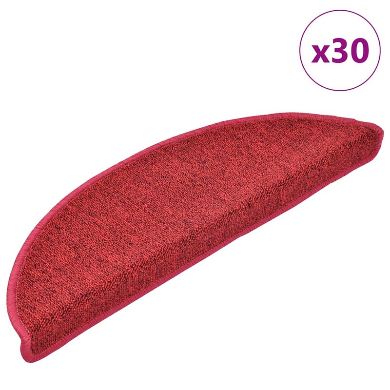 Maty na schody 30 szt. 56x17x3 cm Czerwone Półokrągłe vidaXL