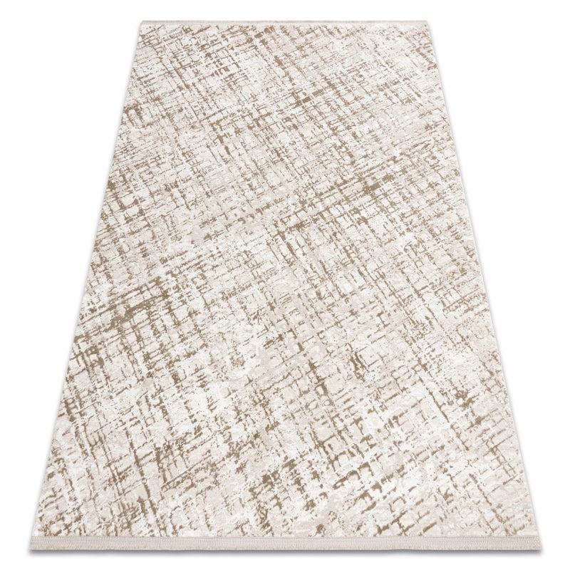 Dywan DUKE 51550 beż / krem - Kratka, strukturalny, bardzo miękki, frędzle 180x270 cm