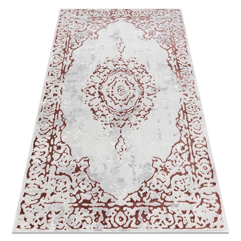 Dywan ALLURE 1961 Ornament, ramka - Strukturalny, stylowy, glamour biały / różowy 280x370 cm