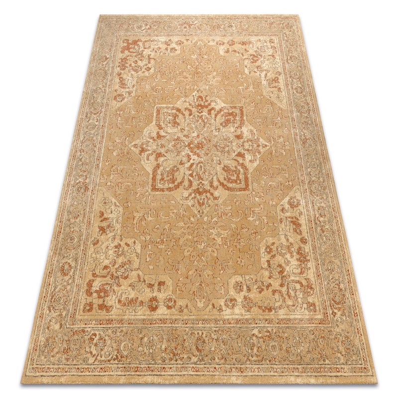 Dywan LEGEND 468 03 GB700 wełniany OSTA - Rozeta, ramka eskluzywny beż / czerwony 240x305 cm