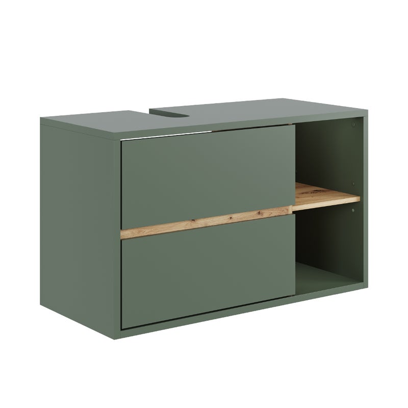 Vicco Szafka pod umywalkę Viola, Zielony/rzemieślniczy, 100 x 60 cm z 2 szufladami