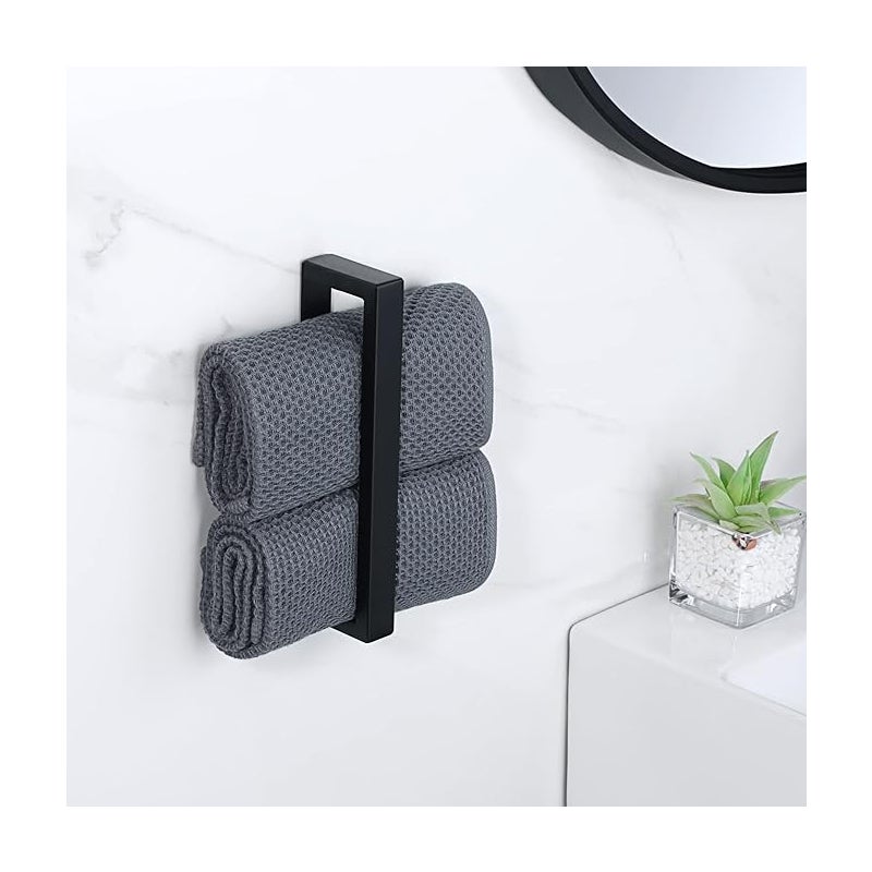 Czarne uchwyty na ręczniki łazienkowe (prostokątne 24,5 cm), uchwyty na ręczniki ze stali nierdzewnej do montażu na ścianie