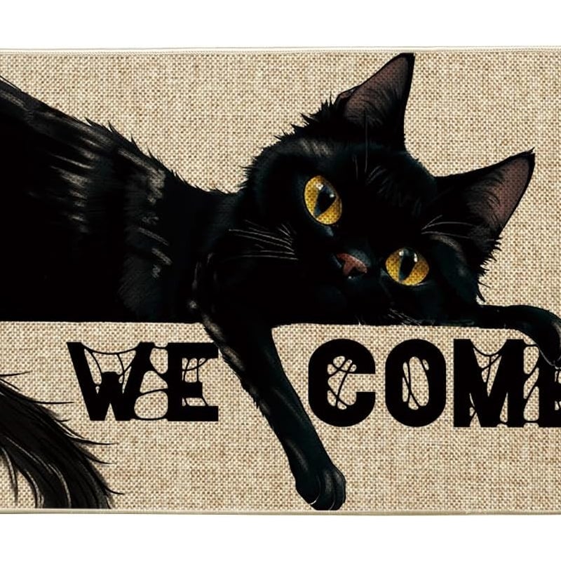 Wycieraczka z motywem kota na Halloween, sezonowa dekoracja kuchni, mata podłogowa, do użytku wewnątrz i na zewnątrz, 40 x 60 cm