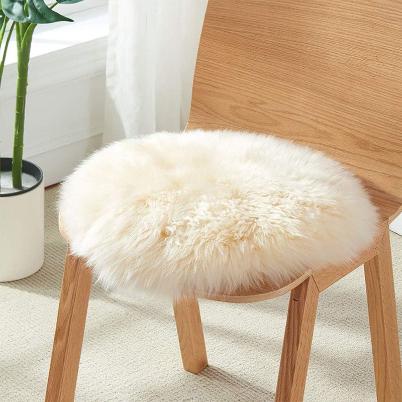 Okrągła poduszka na siedzenie z naturalnej owczej skóry, czysta wełniana poduszka na krzesło z luksusowej owczej skóry