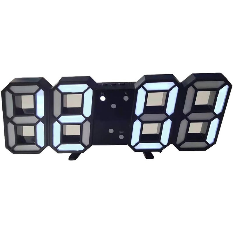 Minimalistyczny cyfrowy zegar ścienny LED, cyfrowy budzik 3D, do domu, salonu i biura (czarny)