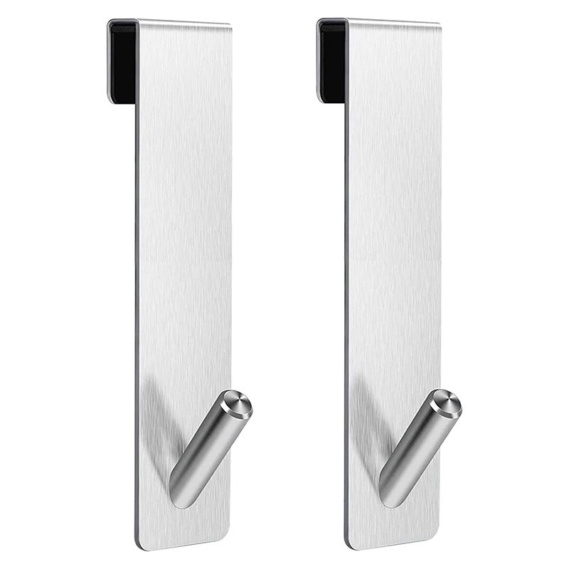Zestaw 2 haczyków do drzwi prysznicowych – wieszaki na ręczniki bez wiercenia, srebrne, bezramowe, szklane haczyki do drzwi prysznicowych (7 cali)