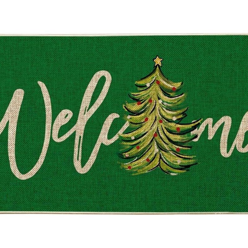 Dywanik świąteczny, zielony, 40*60 cm, jednoczęściowy, do zimowej dekoracji domu i dekoracji bożonarodzeniowych.