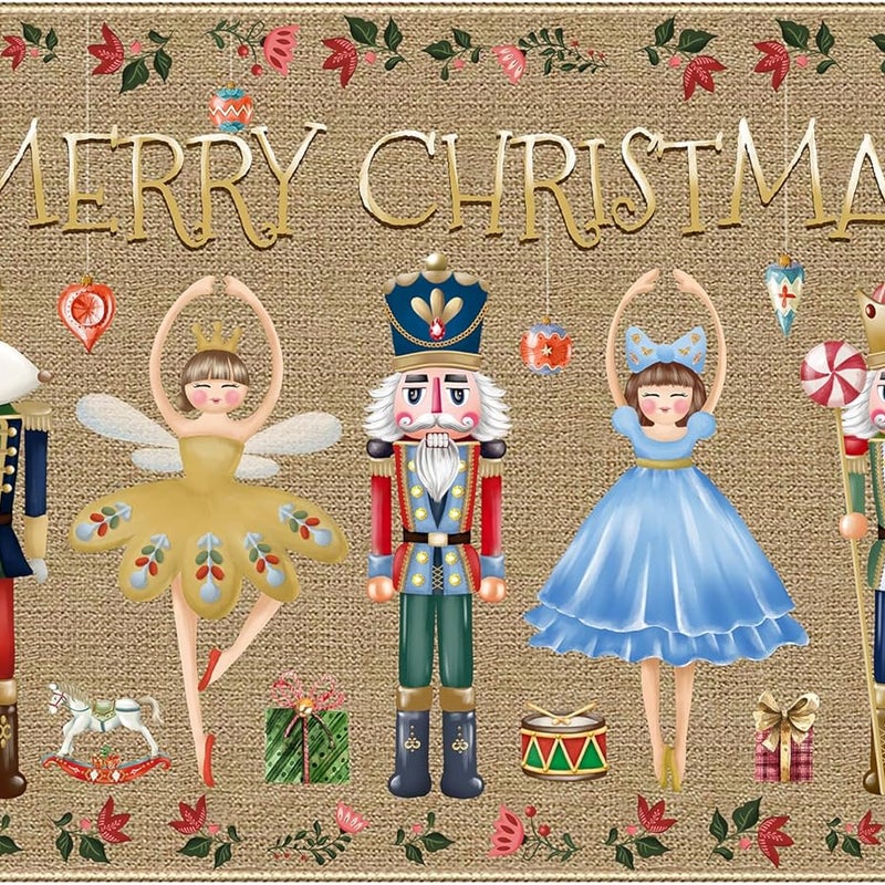 Dekoracyjna wycieraczka z motywem Dziadka do Orzechów, świąteczna, antypoślizgowa, do kuchni, do użytku wewnątrz i na zewnątrz (40 x 60 cm)