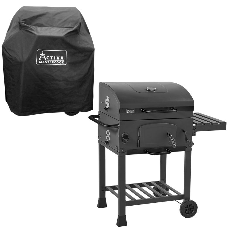 Grill węglowy Angular Black XL żeliwny ruszt + pokrowiec gratis Activa