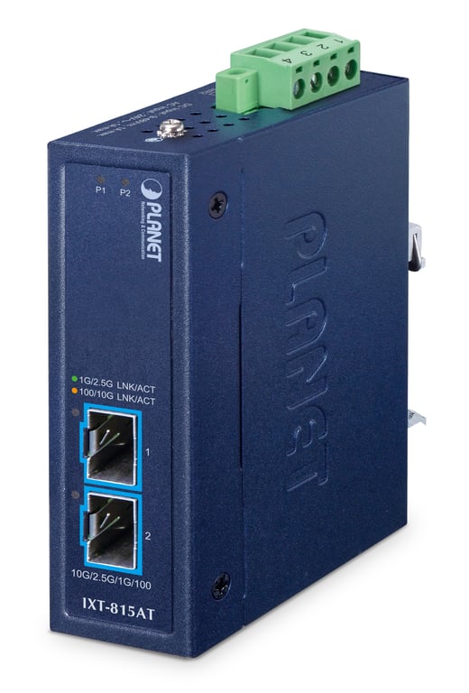 PLANET IP30 Compact size Industrial konwerter sieciowy Niebieski IXT-815AT